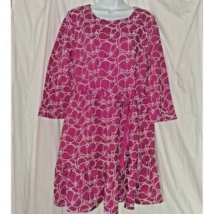 Draper James Gold Accent,‎ Pink Embroidered Floral Short Dress Women Size XL
